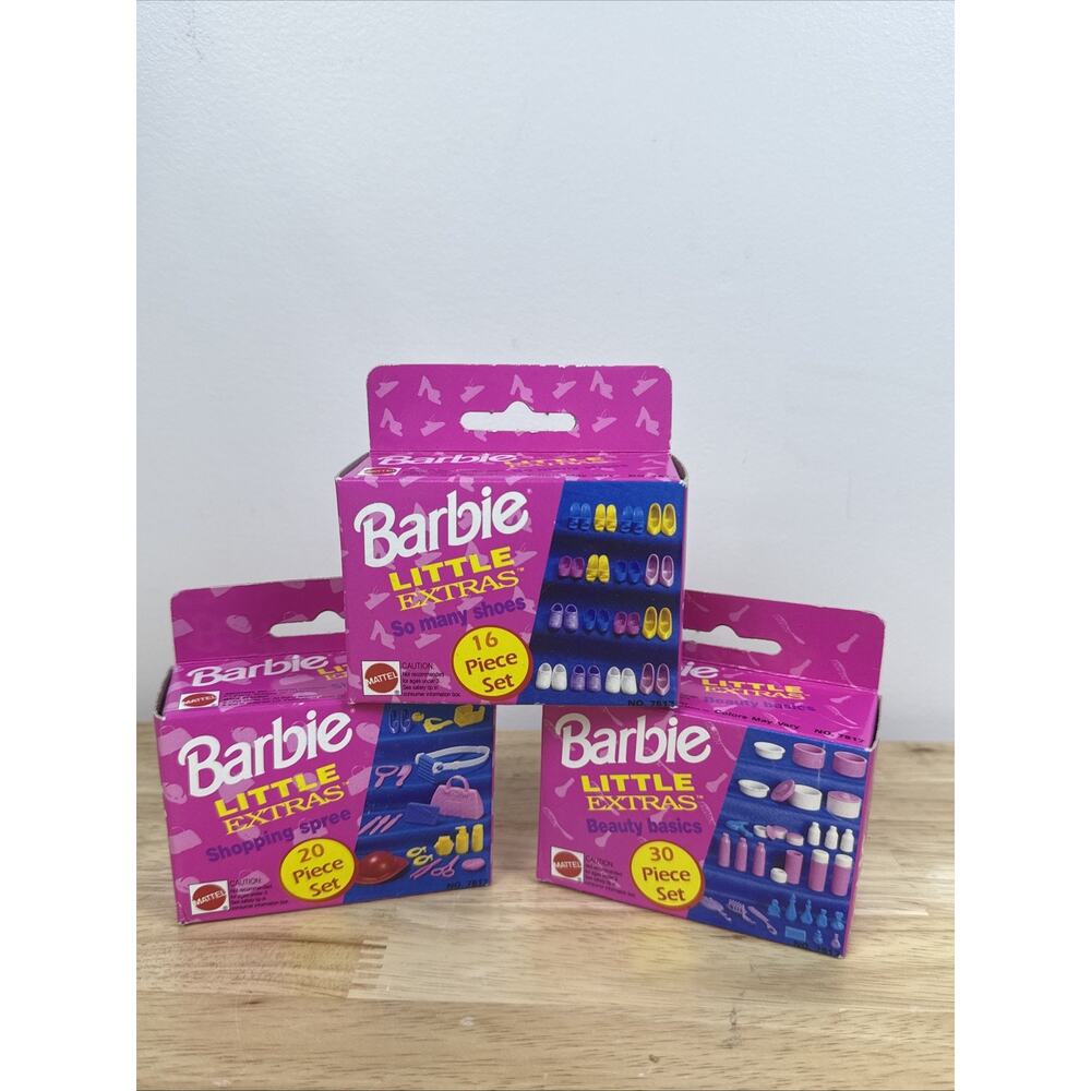 VTG 1992 Barbie Little Extras Lot Of 3 Accessories Packs NEW Sealed Mattel